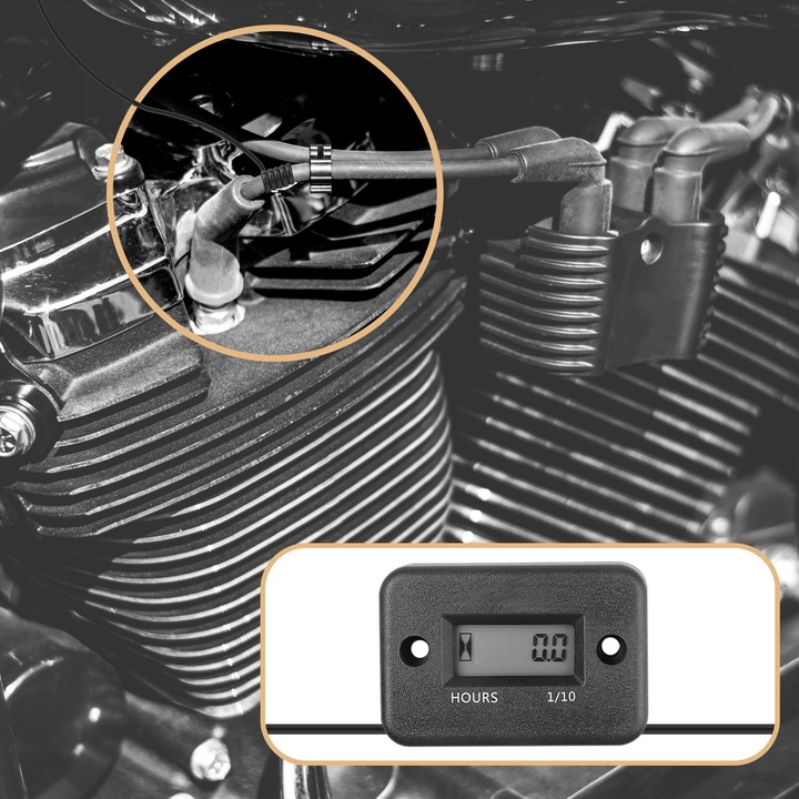 CUENTAKILOMETROS MOTOGODZIN CZAS DE FUNCIONAMIENTO DEL MOTOR 12 / 24 V 