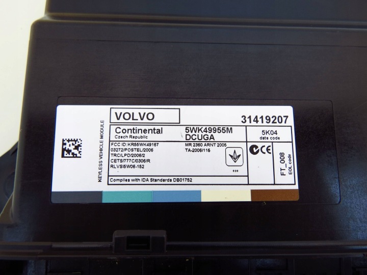 MODULE CONTRÔLEUR KEYLESS 31419207 VOLVO S60 II V60 I S80 II V70 III XC70 II