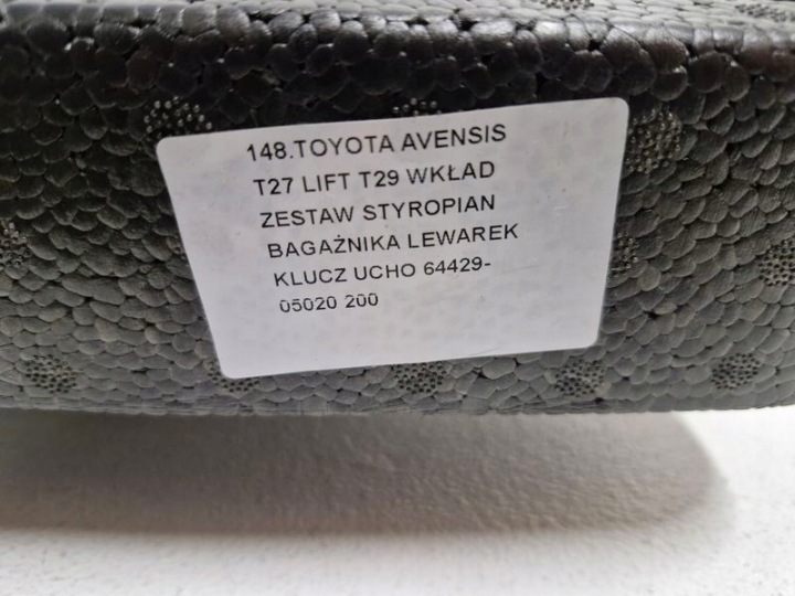 TOYOTA AVENSIS T27 LIFT INSERT KIT POLYSTYRÈNE COUVERCLES DE COFFRE CRIC CLÉ OREILLE