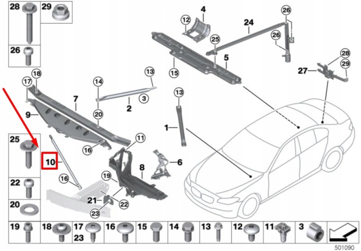 BMW 6 F06 AVANT DROIT SUPPORT RADIATEUR 51647187096 7187096