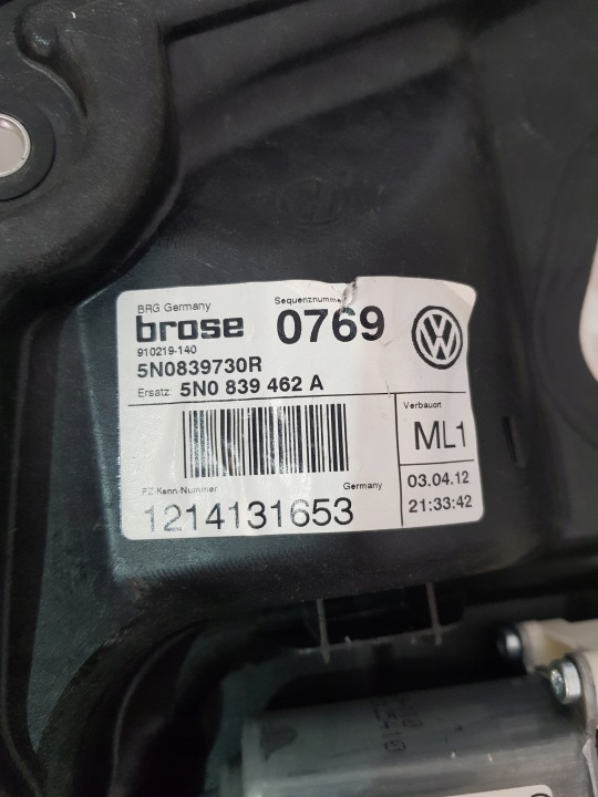 MÉCANISME ÉLÉVATEUR VITRES DROIT ARRIÈRE 5N0839462A VW TIGUAN 5N 12R EUROPE