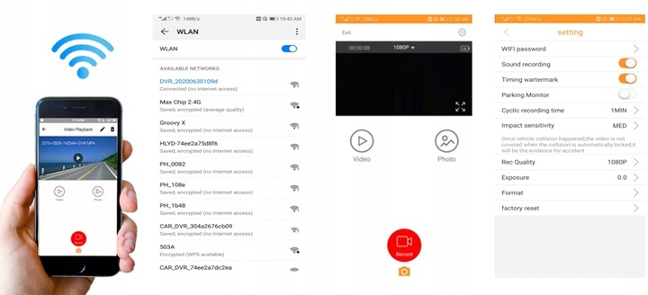 HE521 GRABADORA DE VÍDEO CONDUCTOR CÁMARA ANDROID AUTO WIFI 