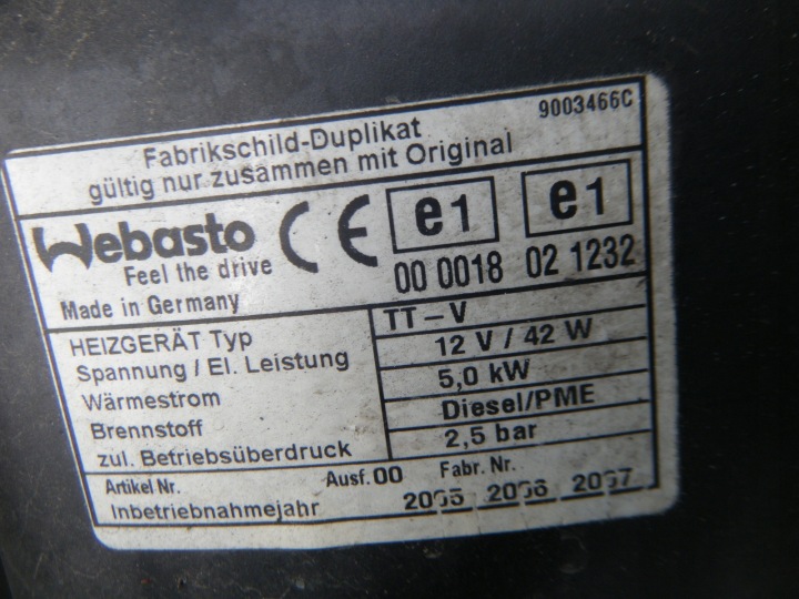WEBASTO RÉCHAUFFEUR LAND ROVER DISCOVERY III JEC500790 9007171F 000018021232