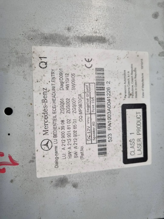 MERCEDES W212 RADIO AUTORADIO A2129003908