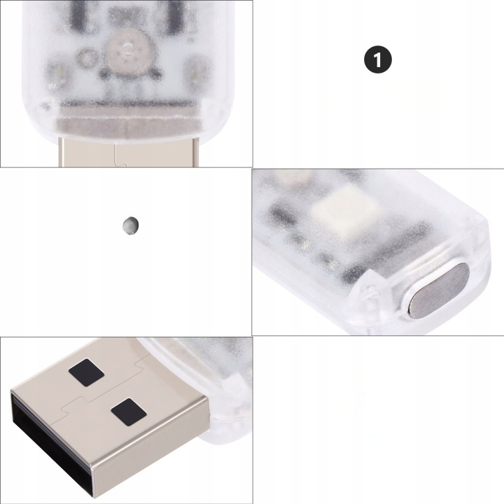 MULTI COLOR MINI USB LIGHT CAR DECORATION PRZENOSNA PHARE INTÉRIEURE