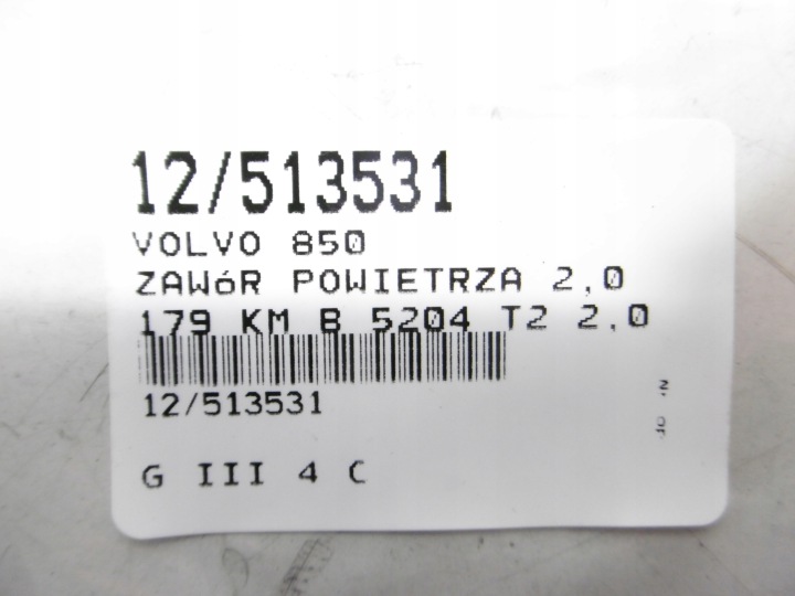 VOLVO 850 SOUPAPE AIR 2,0 7.21593.02 PIERBURG\nCAPTEUR