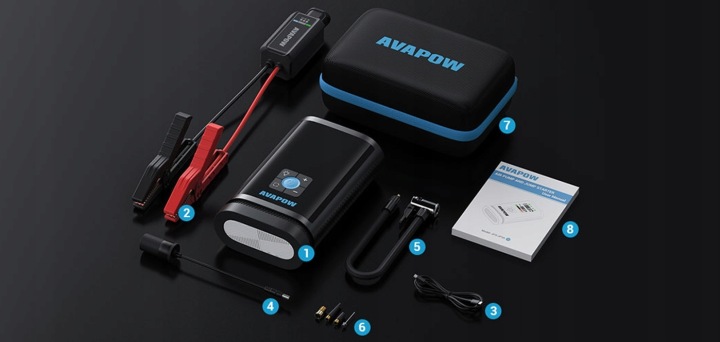 BOOSTER DÉMARRAGE JUMP DÉMARREUR POWERBANK LAMPE DE POCHE 3000A 16000MAH AVAPOW JP3
