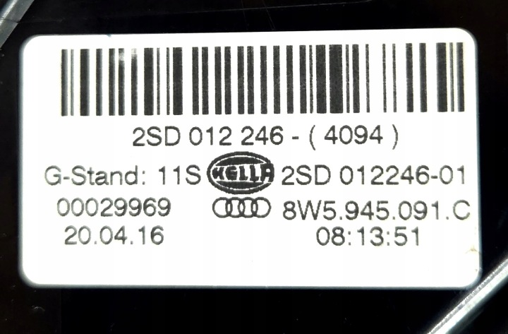 PHARE GAUCHE ARRIÈRE AUDI A4 B9 8W5 BERLINE 8W5945091C
