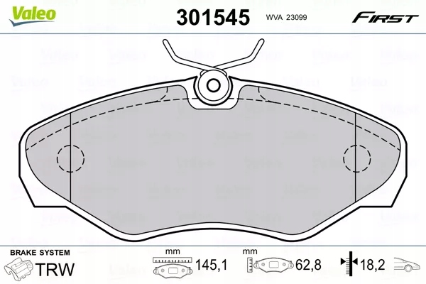 ZAPATAS DE FRENADO VALEO 301545 