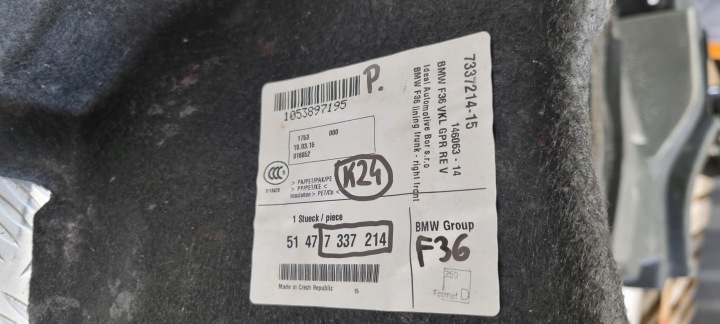 BMW F36 CHÂSSIS COLLECTEUR COUVERCLES DE COFFRE DROIT 7337214