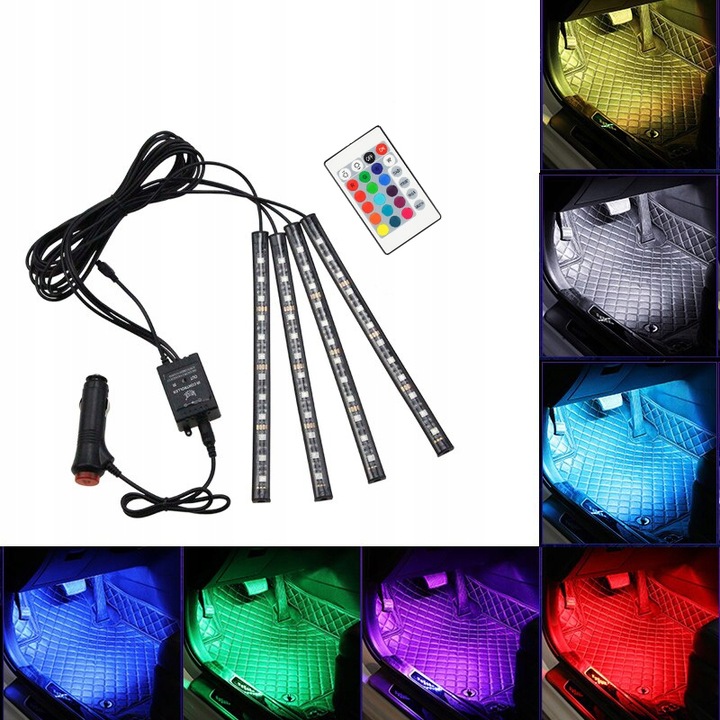 ILUMINACIÓN RGB INTERIOR AUTO CABINAS COCHE 48 DIODO LUMINOSO LED + DIRECCIÓN APLIKACJA 