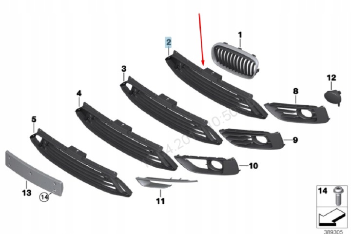 BMW 2 F45 PARE-CHOCS AVANT CENTRAL ZAMKNIETY GRILLE 51117301566 7301566