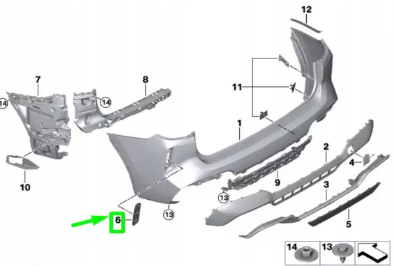 BMW X3 G01 ARRIÈRE GAUCHE PARE-CHOCS M REVÊTEMENT 51128081887 8081887