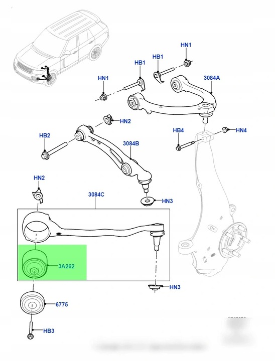 BLOQUE SILENCIOSO PALANCA PARTE DELANTERA RANGE ROVER SPORT L405 L494 