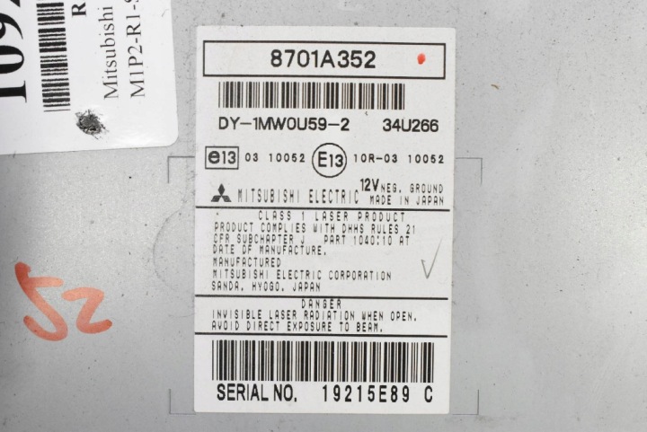 RADIO LECTEUR DE CARTE PANNEAU RADIO CD MP3 8701A352 MITSUBISHI ASX 1 I 10-12