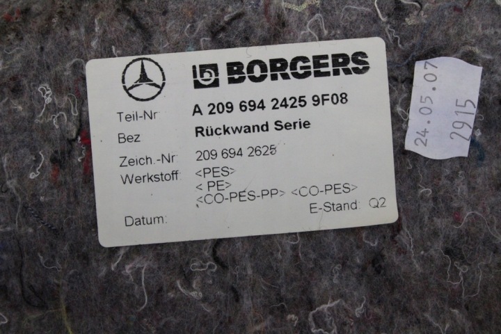 MOULURE DÉCORATIVE COUVERCLES DE COFFRE MERCEDES-BENZ CLK CABRIO (A209) A2096942425 3.0L