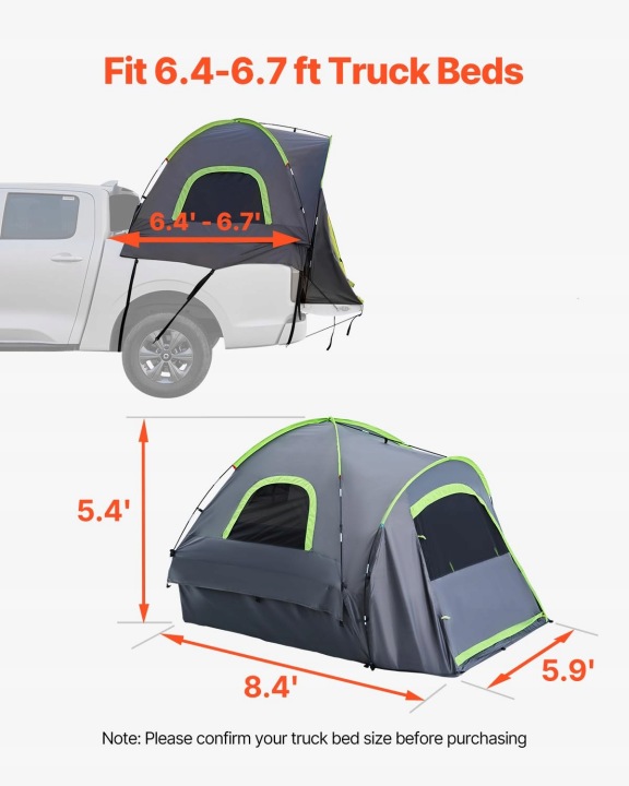 VEVOR TENTE AUTOMOBILE 255X180X165CM AVEC OKNAMI ÉTANCHE VERS 195-204.3CM