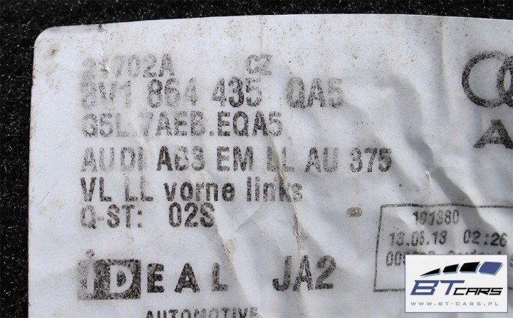 AUDI A3 CABRIO TAPIS DE SOL REVÊTEMENTS PLANCHERS 8V1863691 8V7864451 8V1864435 WY