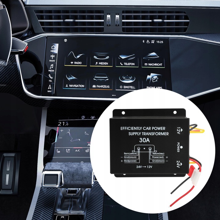 CONVERTISSEUR 24V SUR 12V 30A 240W VERS VOITURES CAMION LED