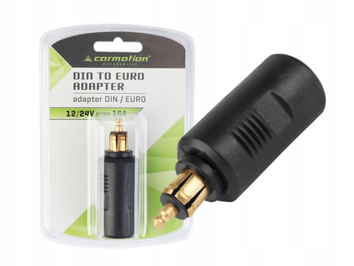 ADAPTATEUR AVEC PUCE DIN I DOUILLE EURO 12/24V ENSEMBLE MAXIMAL 16A, COURTE VERS VOITURE