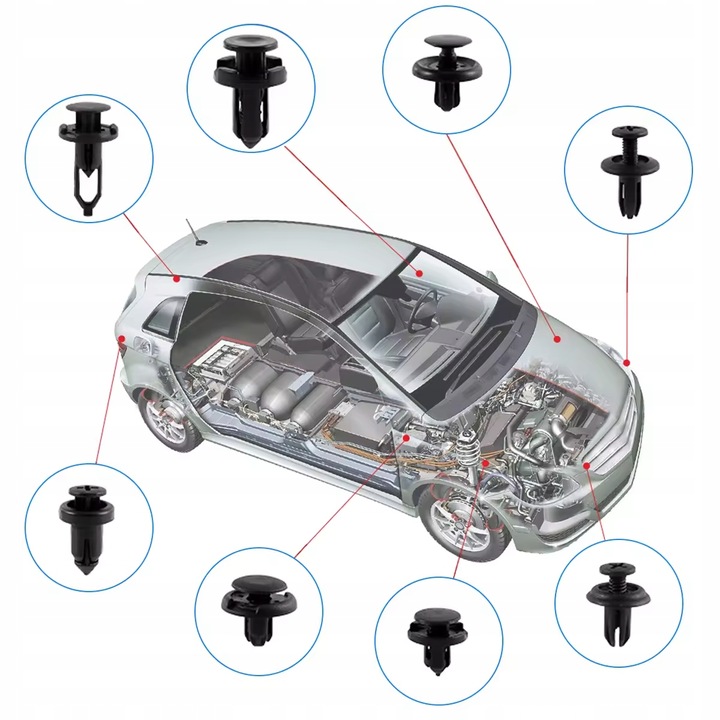 ESPÁRRAGOS PASADORES KLIPSY DE AUTOMÓVIL 625 EL UNIVERSALES PARA AUTO APRETADOR 5 PIEZAS 