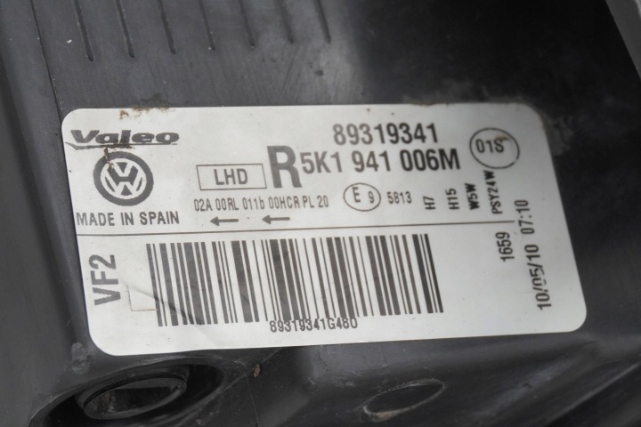 PHARE AVANT DROITE VW GOLF VI 5K1941006M