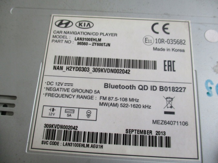 RADIO CD NAVIGATION HYUNDAI IX35 96560-2Y600TJN