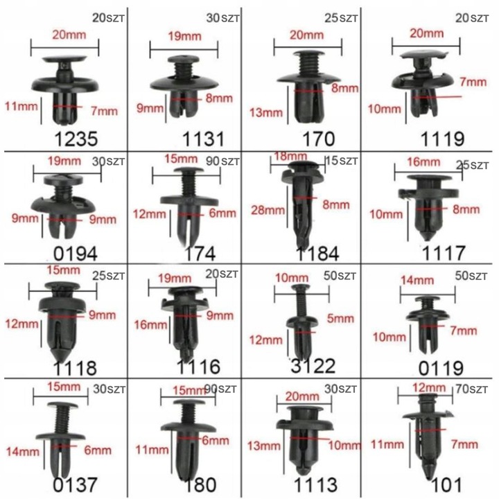 CLAMPS PINS KLIPSY AUTOMOTIVE COVER 630 EL 