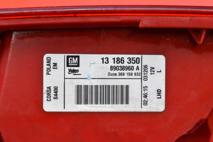 PHARE GAUCHE ARRIÈRE ARRIÈRE 13186350 OPEL CORSA D 3D HAYON 06-11