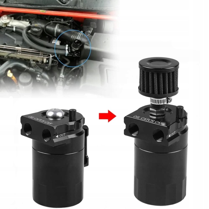 OIL CATCH RÉSERVOIR NOIR SÉPARATEUR HUILES KIT AVEC FILTRE KROCCE 10 I 15MM 3CCC