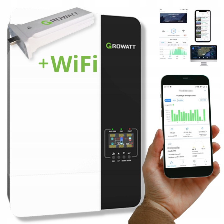 KIT SOLAIRE 230V INWERTER GROWATT SPF 3500 ES OFF-GRID MAGAZYN AGM 10KWH