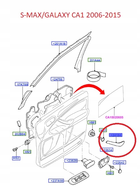 REVÊTEMENT DROITE CONTREVENTEMENT PORTES AVANT S-MAX 1475333 6M21-U24184-BBSMDM