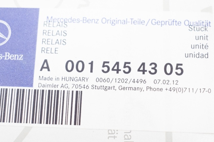 MERCEDES-BENZ S-CLASS W126 RELAIS POMPES CARBURANTS NEUF ORIGINAL A001545