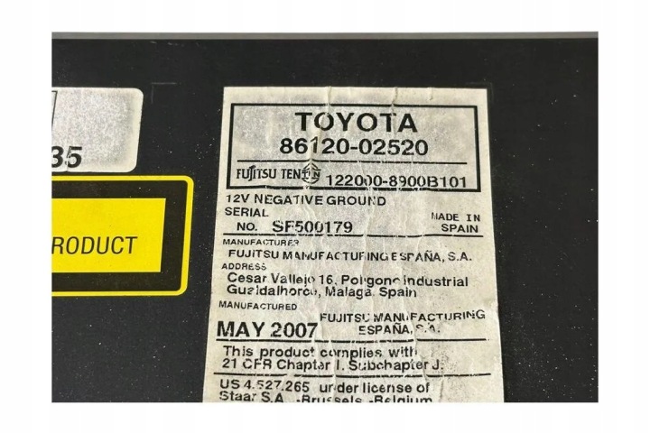 RADIO AVEC NAVIGATION TOYOTA AVENSIS (_T25_) 8612002520 2.0L DIESEL 2007