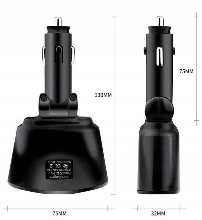 DISTRIBUIDOR ENCENDEDOR DISPOSITIVO DE CARGA 2 USB VOLTÍMETRO 