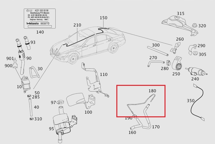 MERCEDES CLASE S W221 CABLE COMBUSTIBLE WEBASTO CON 