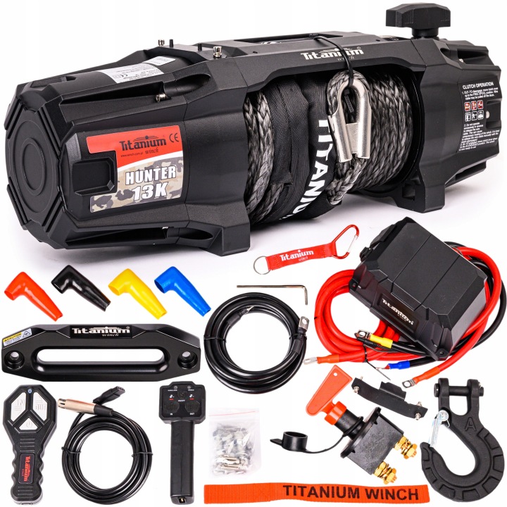 WYCIAGARKA TITANIUM WINCH HUNTER 13000 LBS 12V 5,9T ARRÊT ROAD REMORQUE