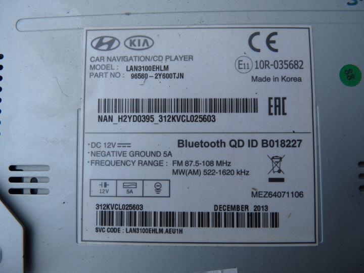 HYUNDAI IX35 RADIO CD NAVI NAVIGATION 965602Y600