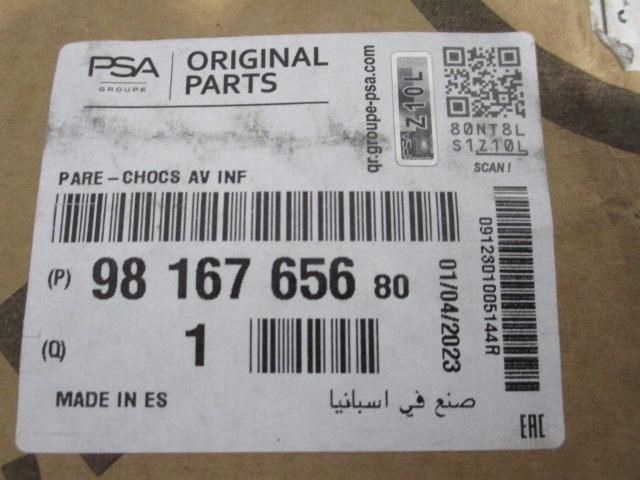 PEUGEOT RIFTER PARE-CHOCS AVANT NEUF ORIGINAL