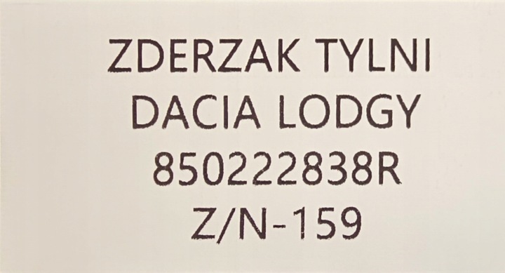 NEUF ORIGINAL PARE-CHOCS ARRIÈRE DACIA LODGY STEPWAY 2012- 850222838R
