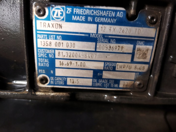BOÎTE DE VITESSES ZF TRAXON 12TX2620TD 2018 R MAN