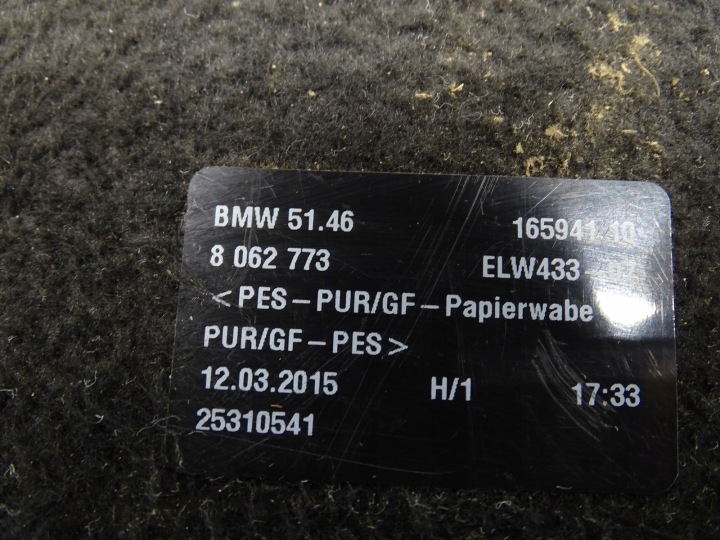 ÉTAGÈRE COUVERCLES DE COFFRE ARRIÈRE ARRIÈRE BMW F36 8062773