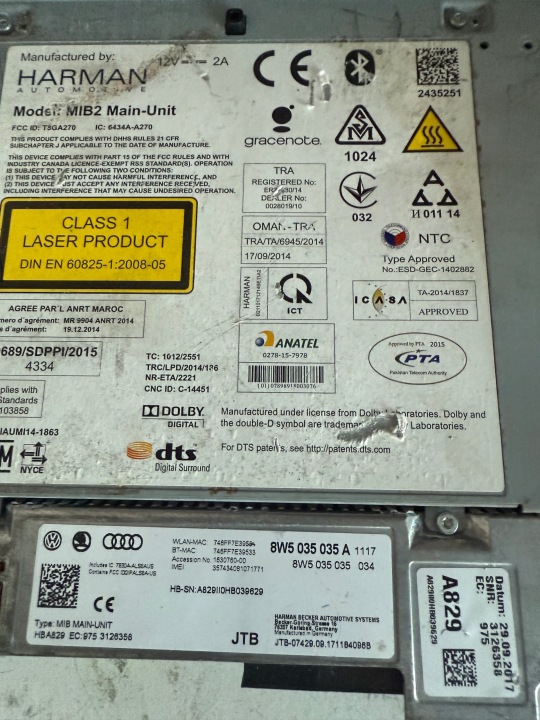 AUDI A4 B9 Q5 A5 MMI NAVIGATION HARMAN RADIO MULTIMÉDIA MIB2 8W5035035A