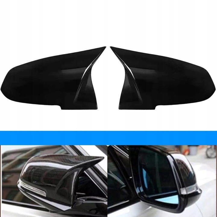 2 CV NOIR BRILLANT REVÊTEMENTS SUR RÉTROVISEURS EXTÉRIEURS VERS BMW F20 F21 F22 F30
