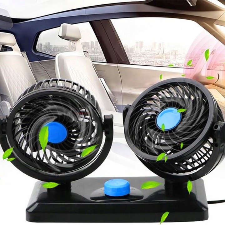 VENTILATEUR AUTOMOBILE VENTILATEUR 360° DOUBLE RÉGLAGE SILENCIEUX COCKPIT 12V