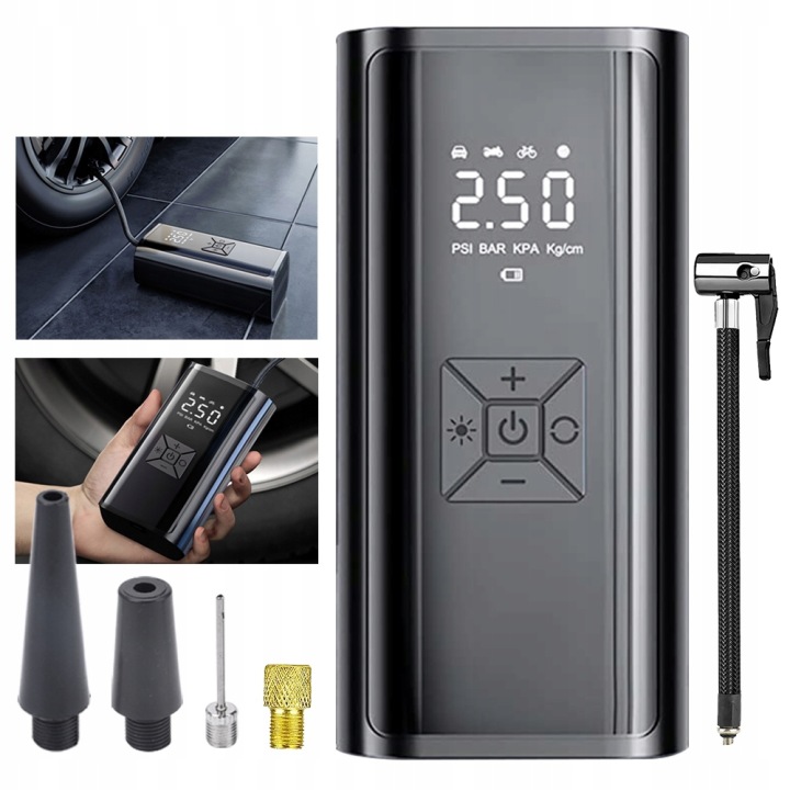 COMPRESSEUR SANS FIL BASEUS GOTRIP VA1 SUPER MINI AVEC 3 EMBOUTS NOIR