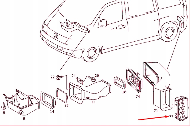 MERCEDES-BENZ VITO W638 COUVERCLES DE COFFRE WYLOTU AIR ARRIÈRE A9018300042