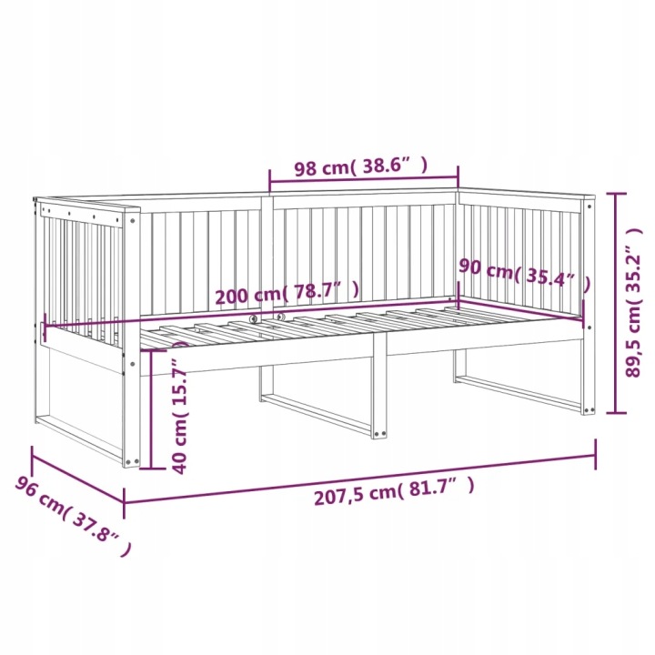 VIDAXL PALIER QUOTIDIEN SANS MATERACA, 90X200 CM, LITE BOIS SOSNOWE