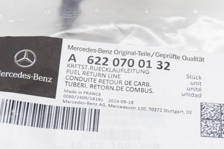 MERCEDES-BENZ VITO W447 FIL RETOUR CARBURANTS NEUF ORIGINAL A622070013