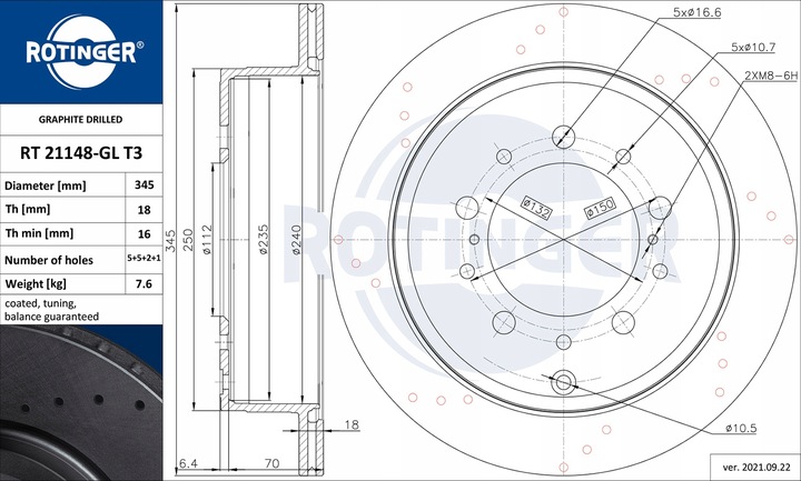 DISCOS ROTINGER LEXUS LX 07- PARTE TRASERA 345MM 